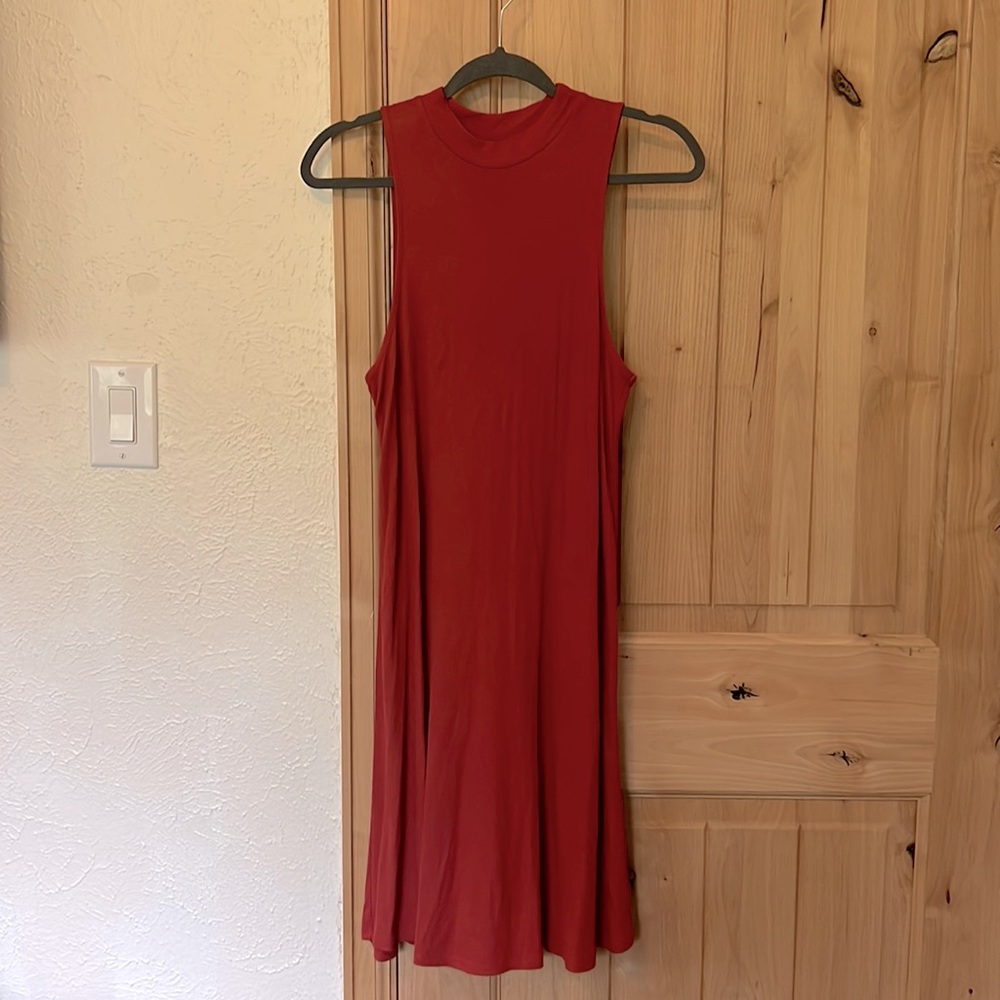 Burnt Orange / Red High Neck Dress
